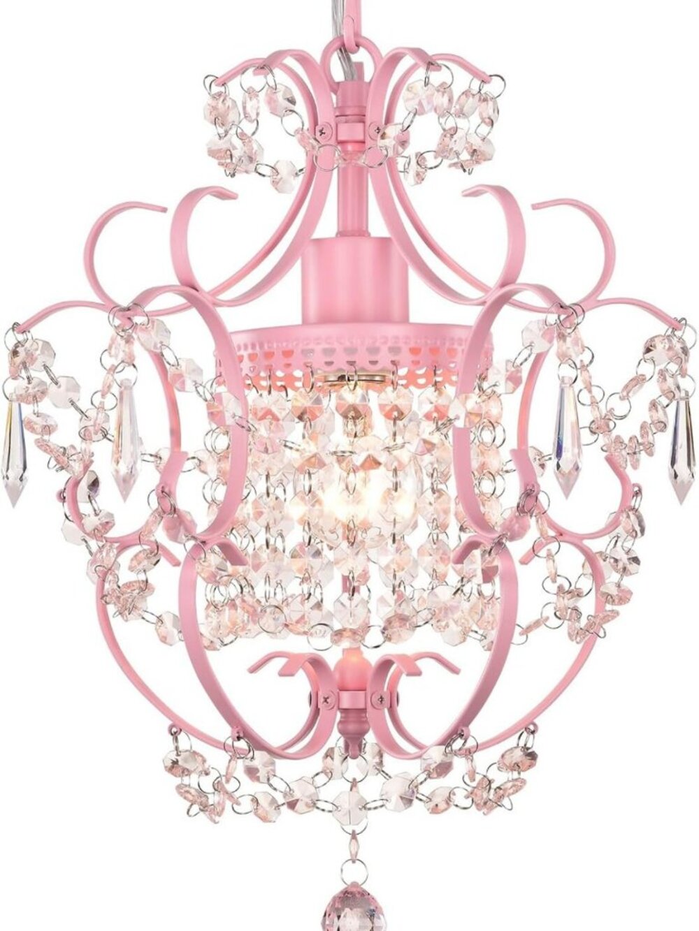 Charming Pink Crystal Chandelier Light Fixture for Bedroom, Closet, Bathroom